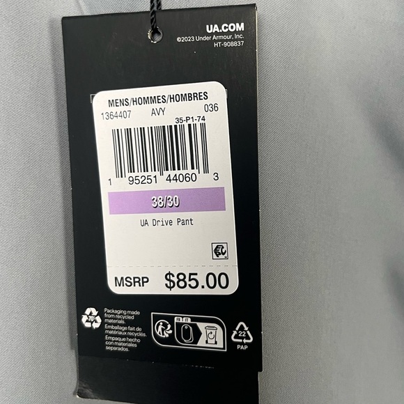 Under Armour Men’s drive pant grey/steel size 38/30 - Picture 5 of 5